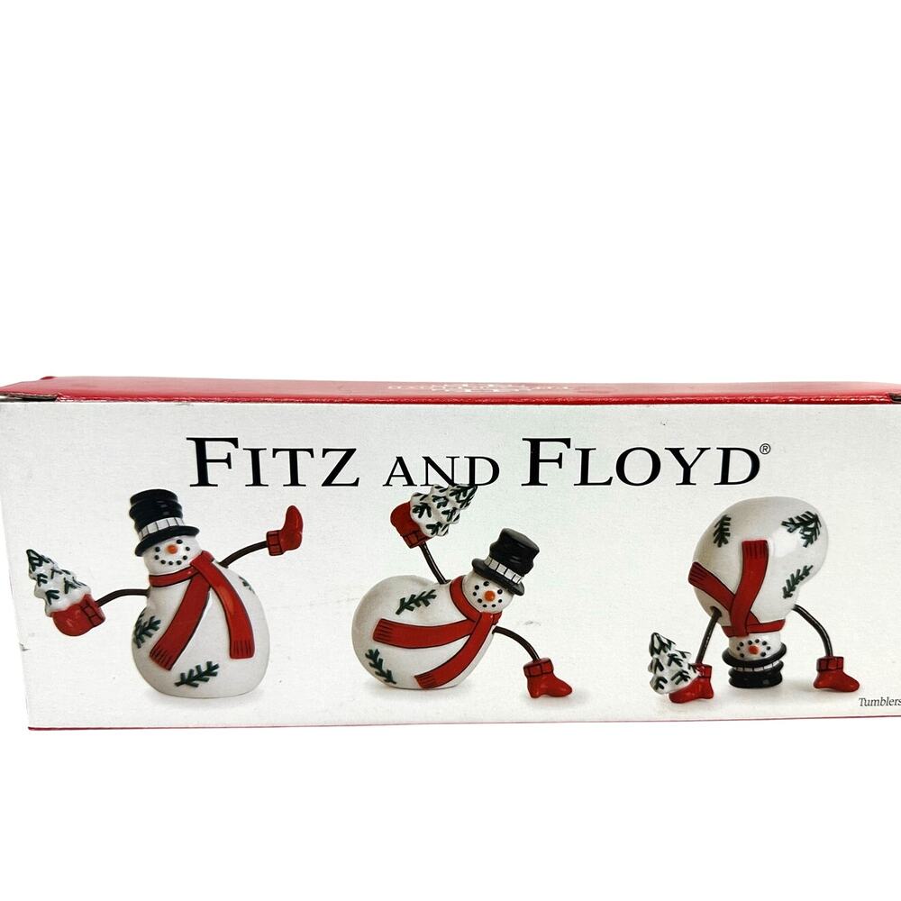 Fitz and Floyd Celebrate Christmas Snowmen-Original Box-Set of 3